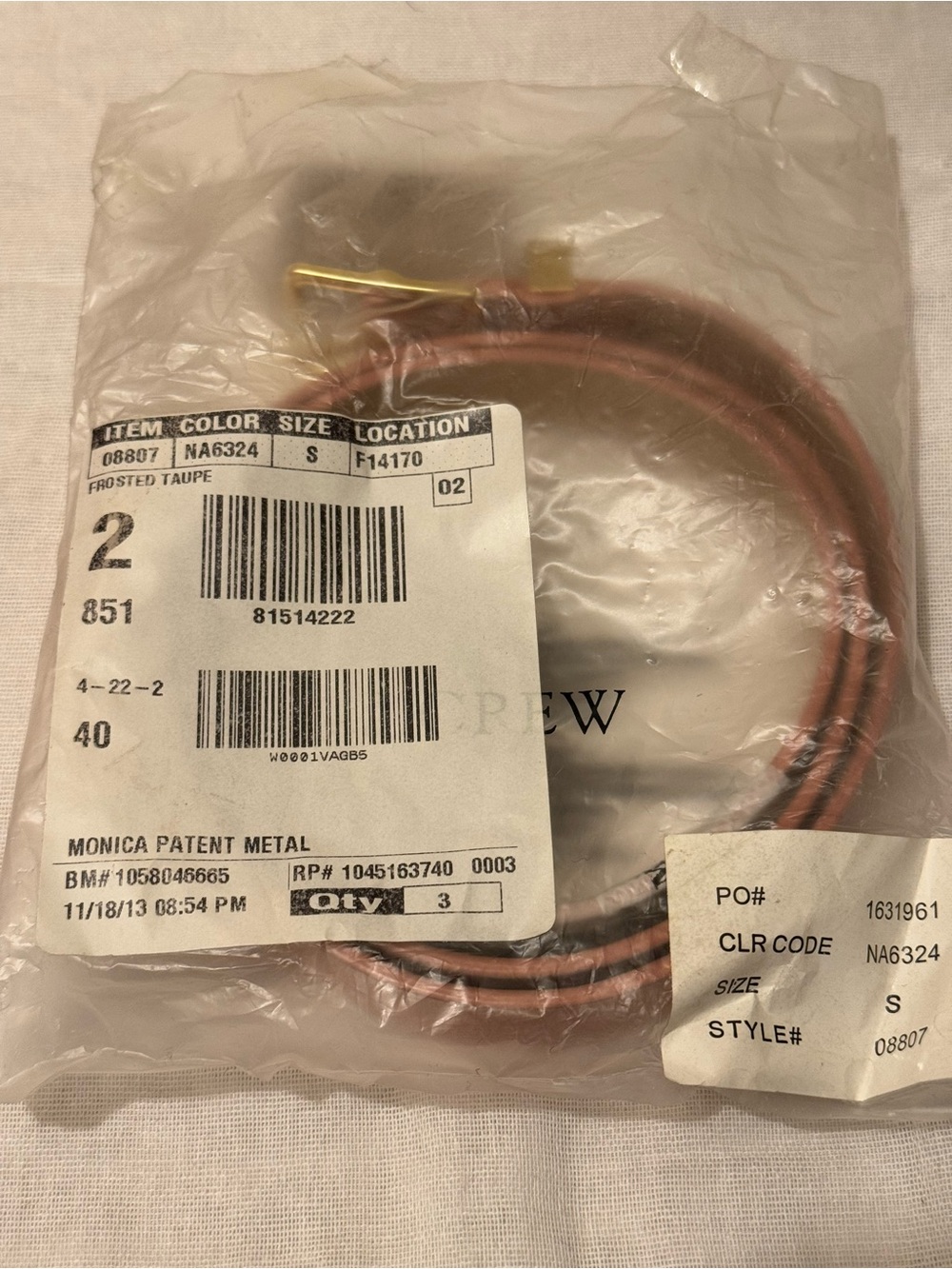 NWT VINTAGE J. Crew Monica Patent Metal Belt Frosted Taupe Deadstock Small - Picture 11 of 11